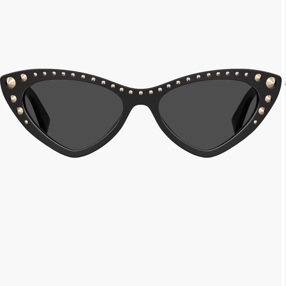 Moschino Black Cat-Eye Sunglasses with Gold Stud Accents - 53 mm - Picture 3 of 5